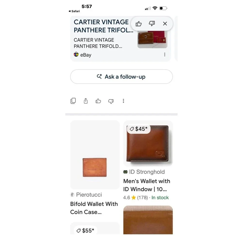 Tan Leather Bifold Wallet/ID Holder Money/Coin